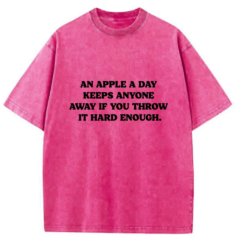 Tokyo-Tiger An Apple A Day Keeps Everything Away Washed T-Shirt