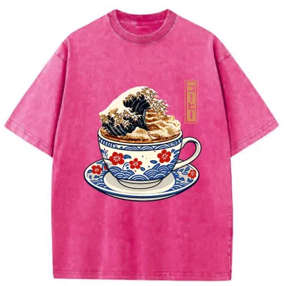 Tokyo-Tiger Coffee Wave Foam Washed T-Shirt