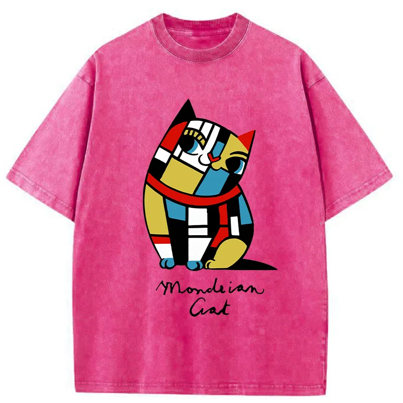 Tokyo-Tiger Cat of Mondrian Washed T-Shirt