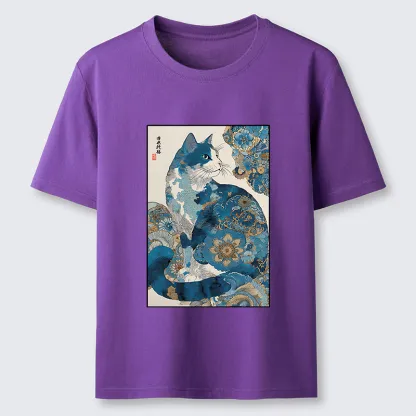 Tokyo-Tiger Japanese Ukiyo-e Flowers Cat Classic T-Shirt