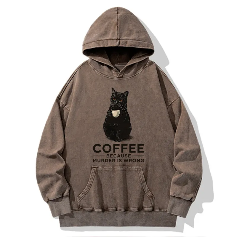 Tokyo-Tiger Can't Commit Murder So I'll Drink Coffee Washed Hoodie