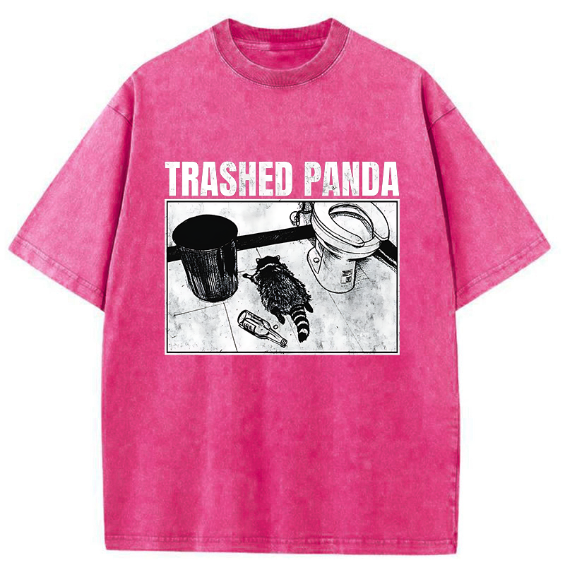 Tokyo-Tiger Trashed Panda Funny Washed T-Shirt