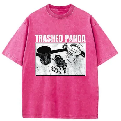 Tokyo-Tiger Trashed Panda Funny Washed T-Shirt