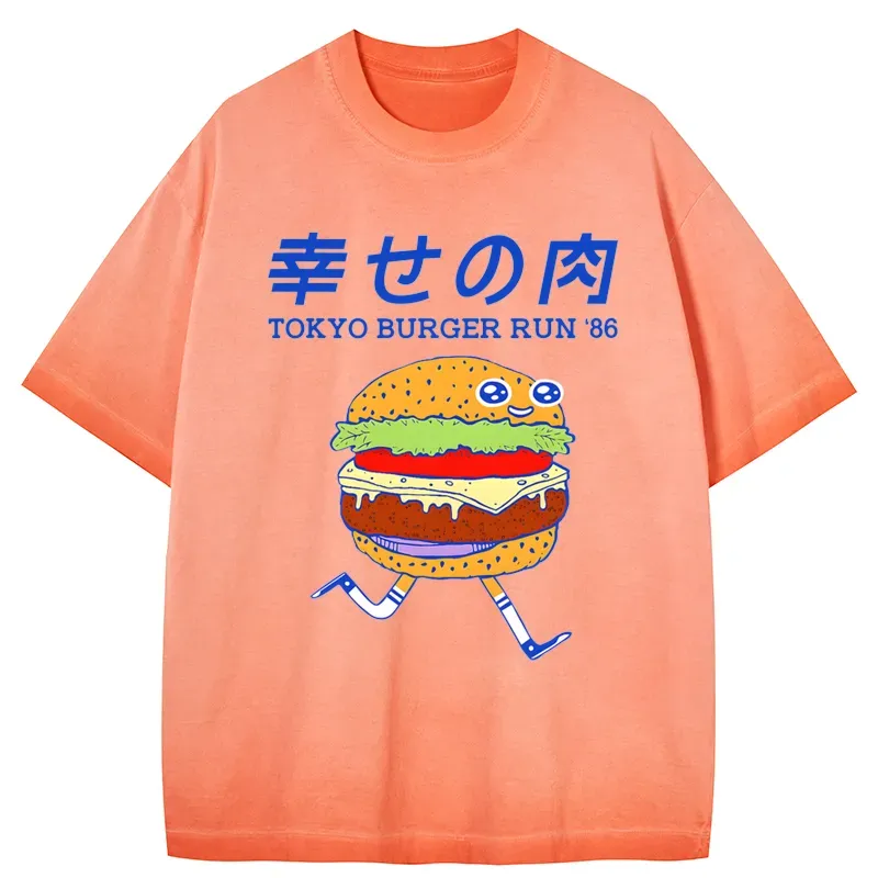 Tokyo-Tiger Tokyo Burger Run Japanese Gradient Washed T-Shirt