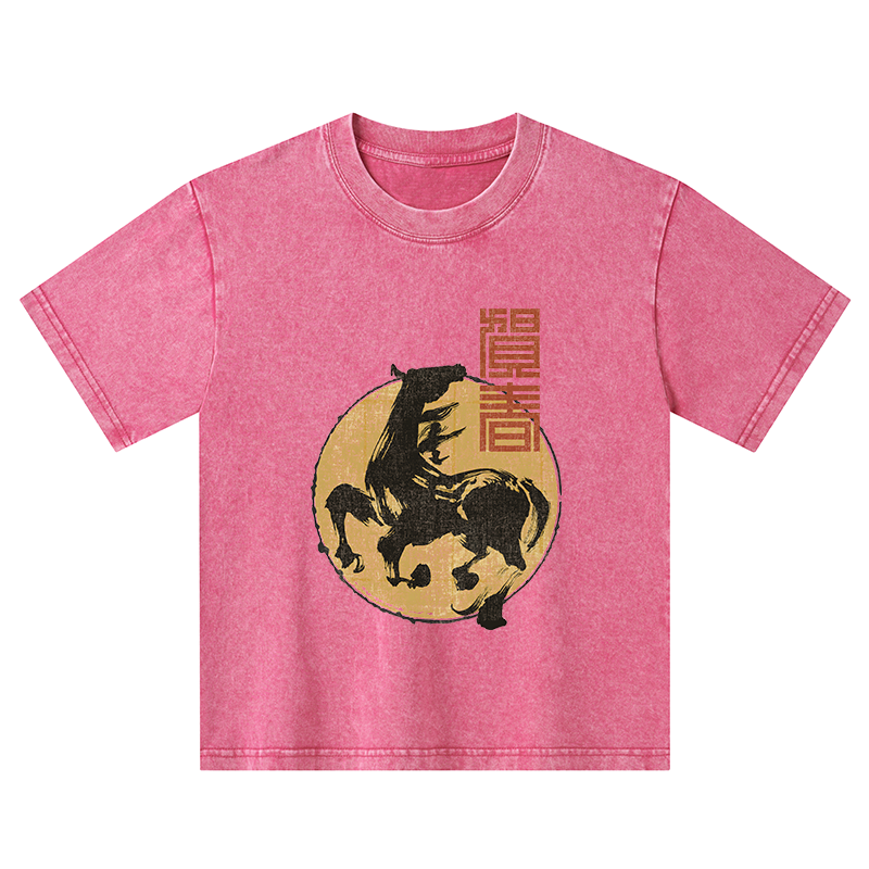 Tokyo-Tiger 2026 Year Of The Horse Japan Kids Washed T-Shirt
