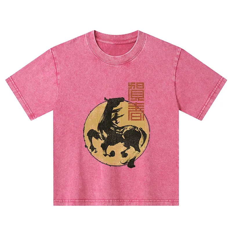 Tokyo-Tiger 2026 Year Of The Horse Japan Kids Washed T-Shirt