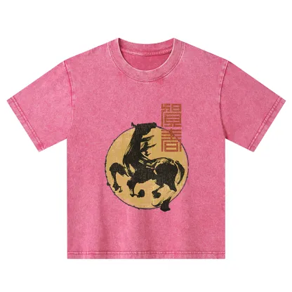 Tokyo-Tiger 2026 Year Of The Horse Japan Kids Washed T-Shirt