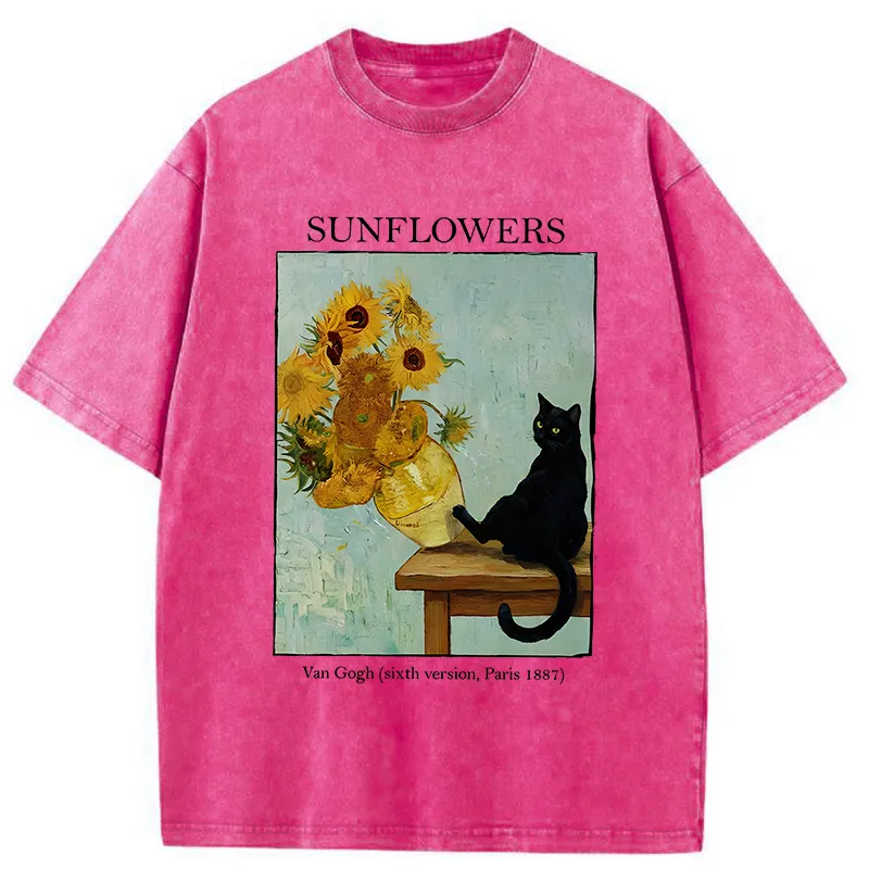 Tokyo-Tiger Cat Kicked The Sunflower Vase Washed T-Shirt