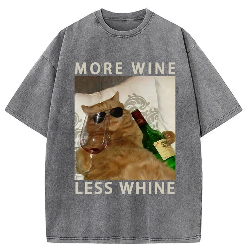 Tokyo-Tiger More Wine Less Whine Washed T-Shirt