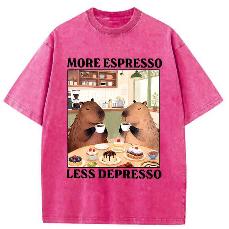 Tokyo-Tiger Capybaras Drink More Coffee Washed T-Shirt