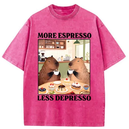 Tokyo-Tiger Capybaras Drink More Coffee Washed T-Shirt