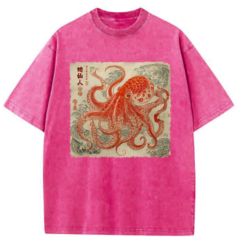 Tokyo-Tiger Octopus Sage Washed T-Shirt