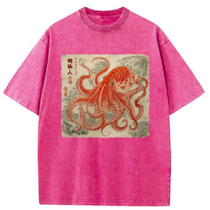 Tokyo-Tiger Octopus Sage Washed T-Shirt