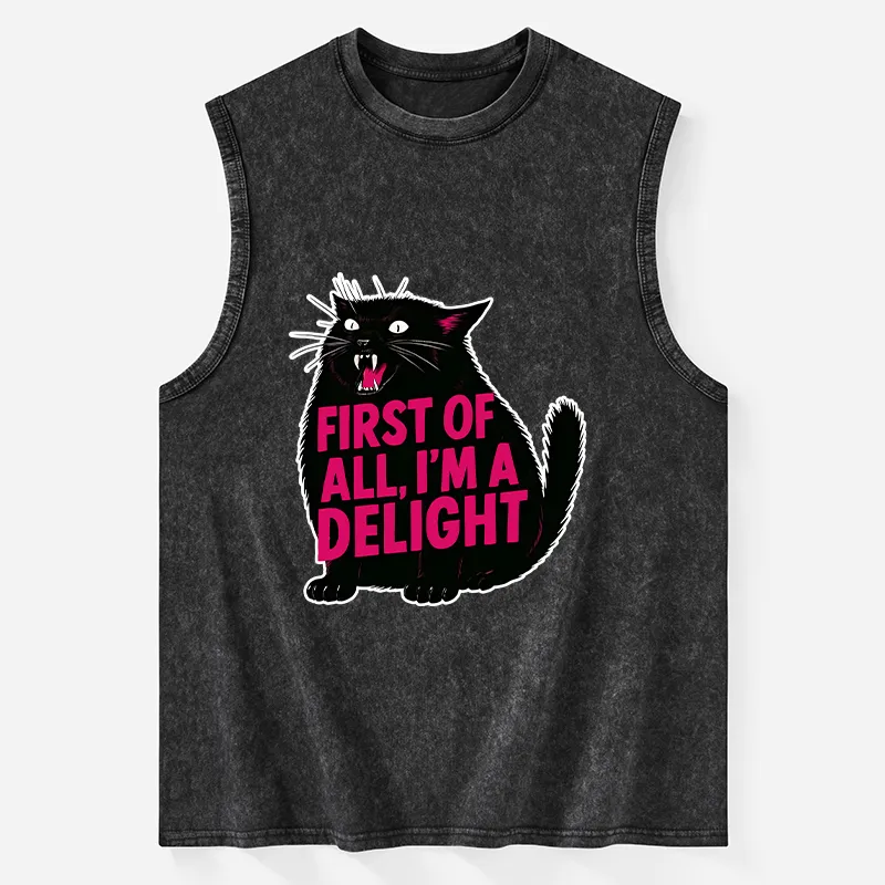Tokyo-Tiger Roaring Black Cat Washed Tank