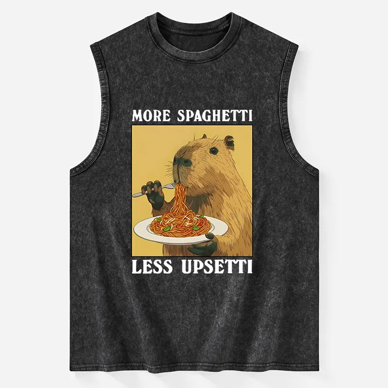 Tokyo-Tiger Capybara Eating Pasta Washed Tank