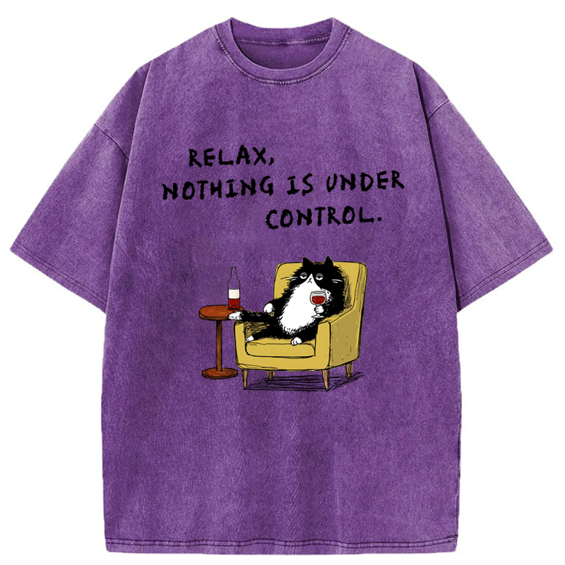 Tokyo-Tiger Unavailable Cat: Nothing Is Under Control Washed T-Shirt