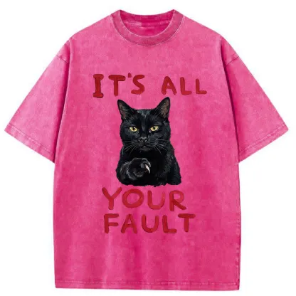 Tokyo-Tiger Cat's Accusation Washed T-Shirt