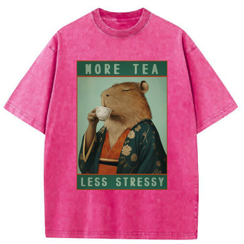 Tokyo-Tiger Less Tea More Stressy Washed T-Shirt