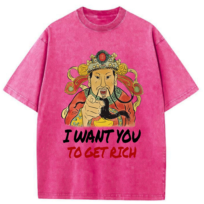 Tokyo-Tiger Whoever The God Of Wealth Points To Will Become Rich Washed T-Shirt