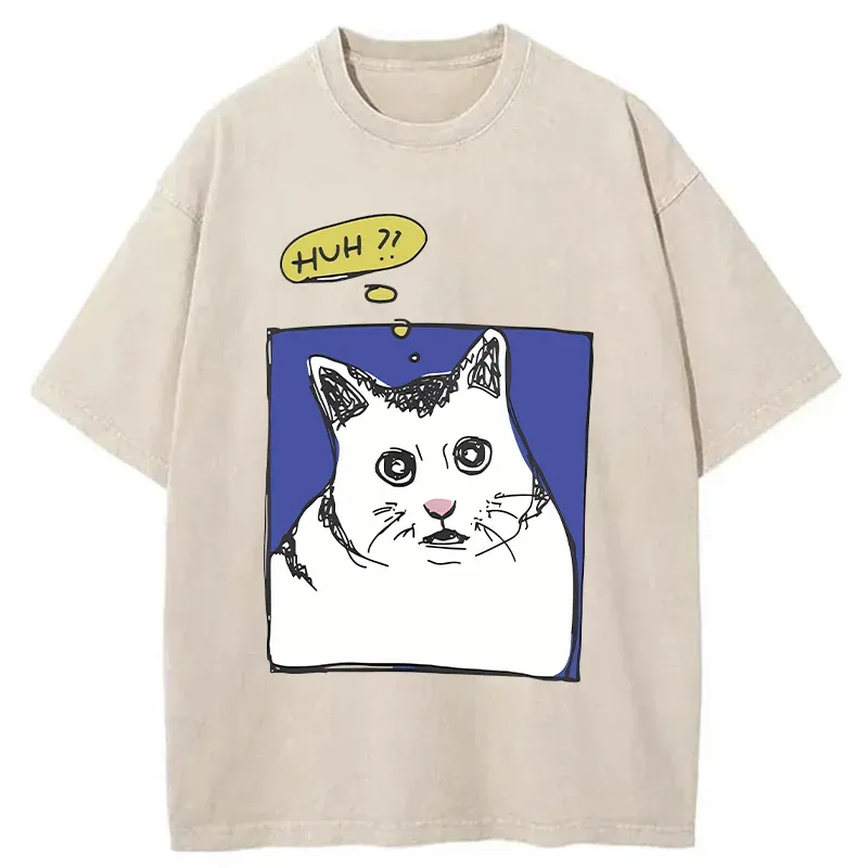 Tokyo-Tiger Confused Cat Meme Washed T-Shirt