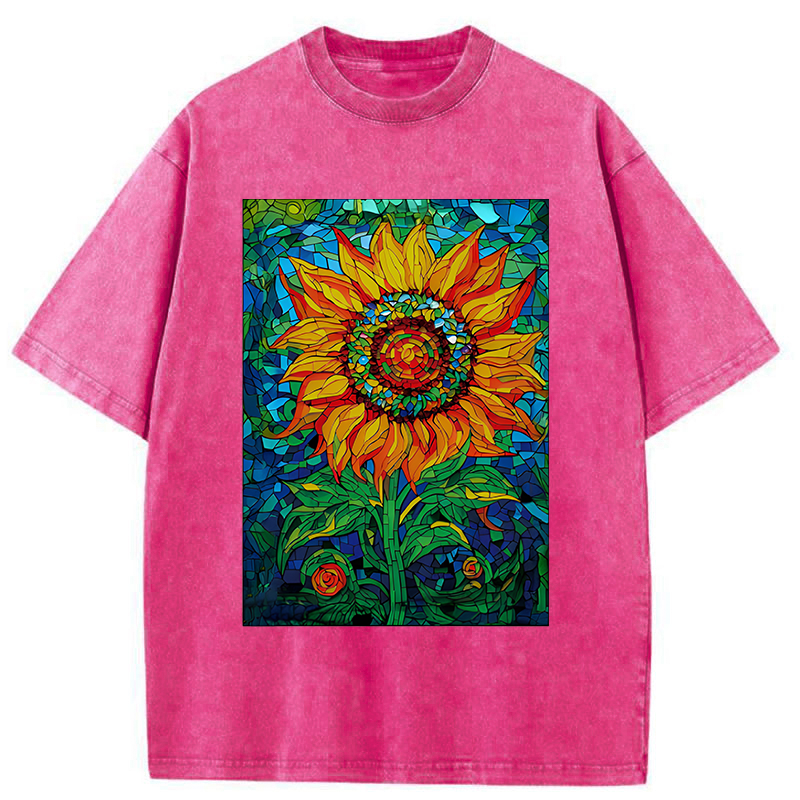 Tokyo-Tiger Colorful Art Sunflower Washed T-Shirt