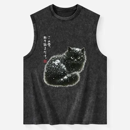 Tokyo-Tiger Black Cat Adorned by Snow Washed Tank