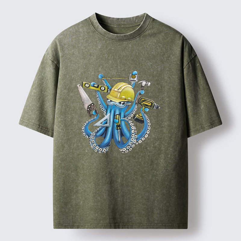 Tokyo-Tiger Architect Octopus Washed T-Shirt