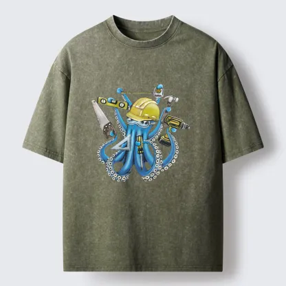 Tokyo-Tiger Architect Octopus Washed T-Shirt