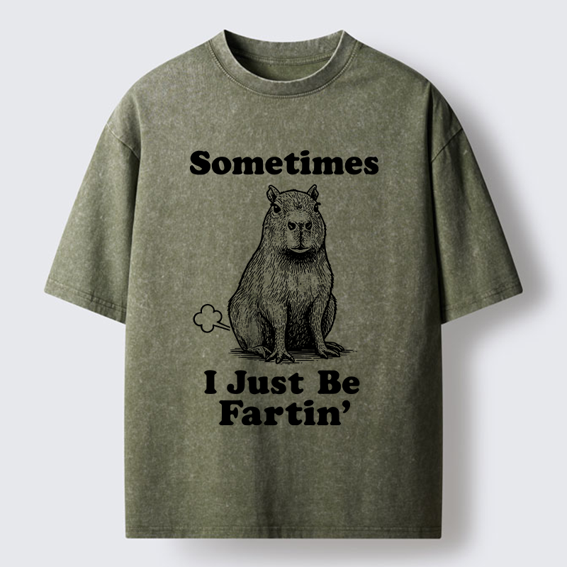 Tokyo-Tiger Farting Capybaras Washed T-Shirt