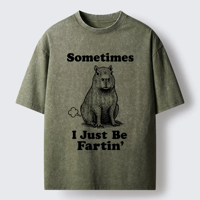 Tokyo-Tiger Farting Capybaras Washed T-Shirt
