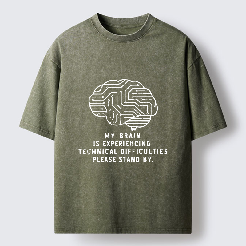 Tokyo-Tiger Brain Technology Malfunction Washed T-Shirt