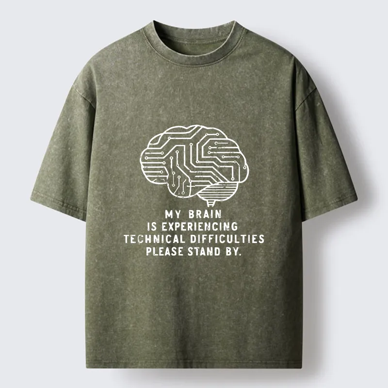 Tokyo-Tiger Brain Technology Malfunction Washed T-Shirt