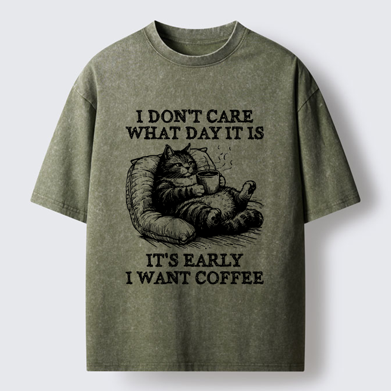 Tokyo-Tiger Have A Cup Of Coffee Before Doing Anything Washed T-Shirt