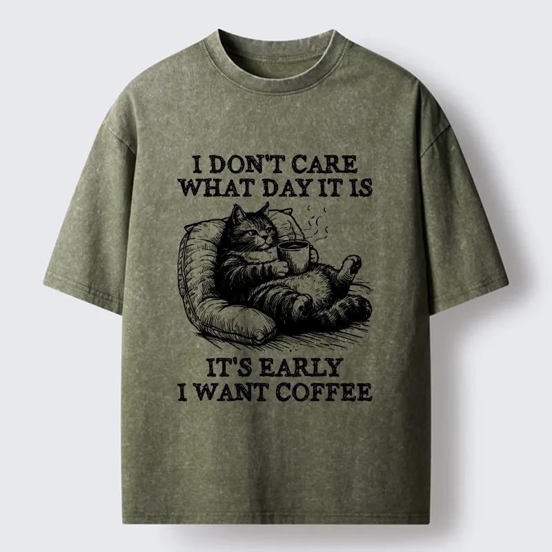 Tokyo-Tiger Have A Cup Of Coffee Before Doing Anything Washed T-Shirt