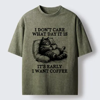 Tokyo-Tiger Have A Cup Of Coffee Before Doing Anything Washed T-Shirt