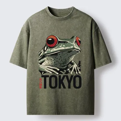 Tokyo-Tiger Retro Tokyo Frog Washed T-Shirt