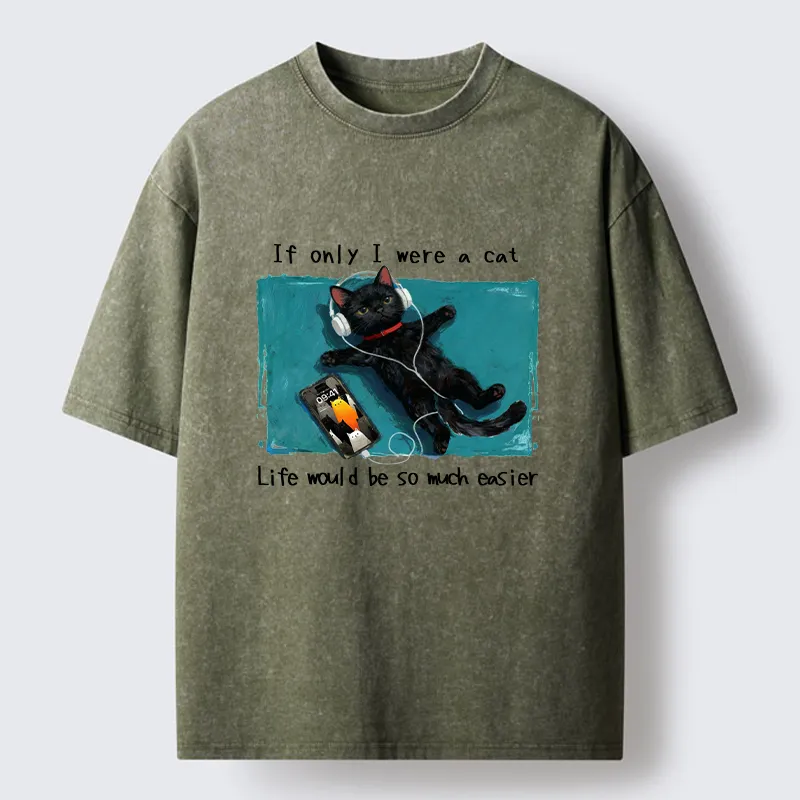 Tokyo-Tiger If Only I Were A Cat Washed T-Shirt