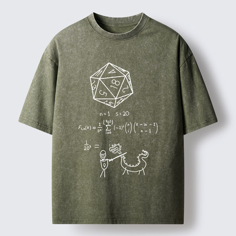Tokyo-Tiger Twenty-sided Die Funny Washed T-Shirt