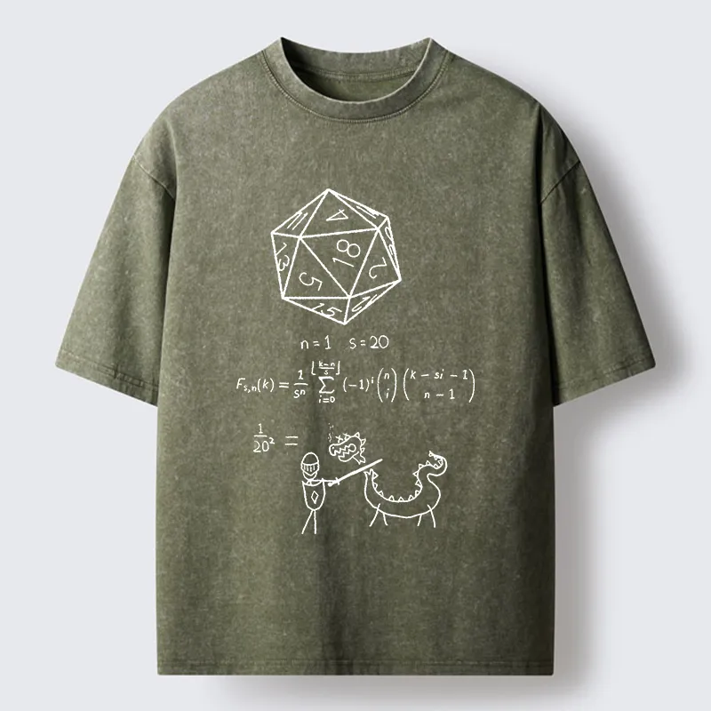 Tokyo-Tiger Twenty-sided Die Funny Washed T-Shirt