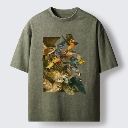 Tokyo-Tiger Flock Of Flying Birds Washed T-Shirt