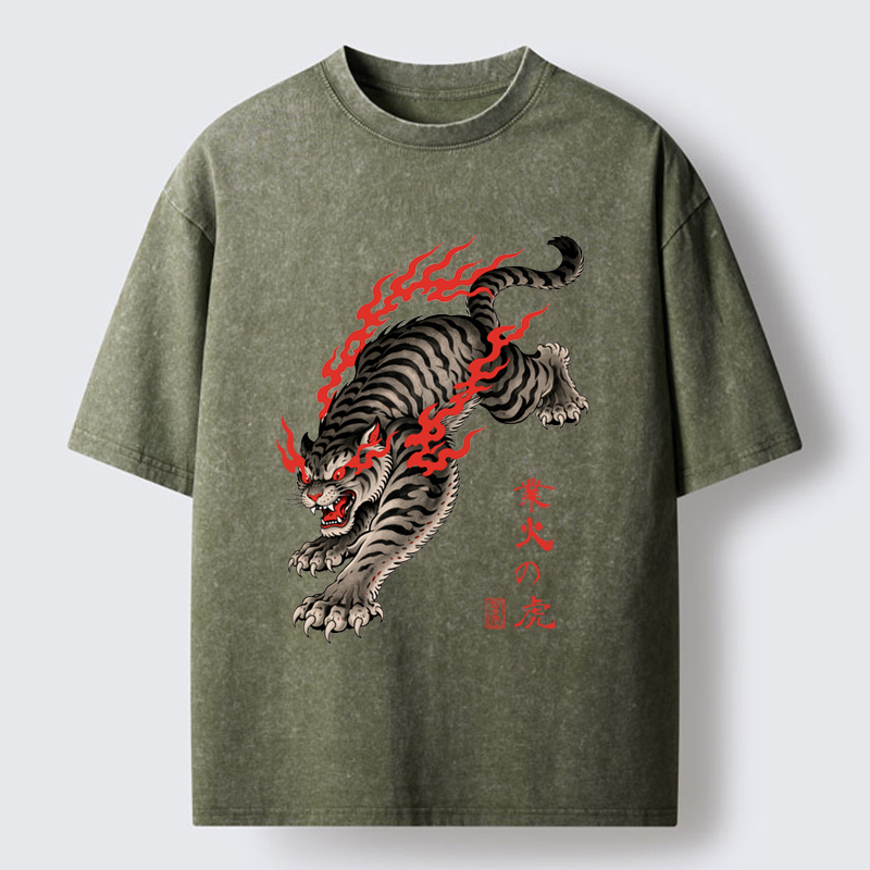 Tokyo-Tiger Blazing Tiger Washed T-Shirt