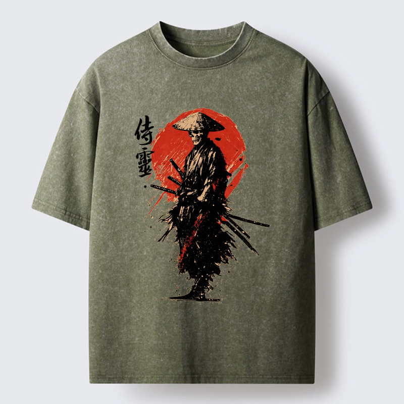 Tokyo-Tiger Ghost Samurai Washed T-Shirt