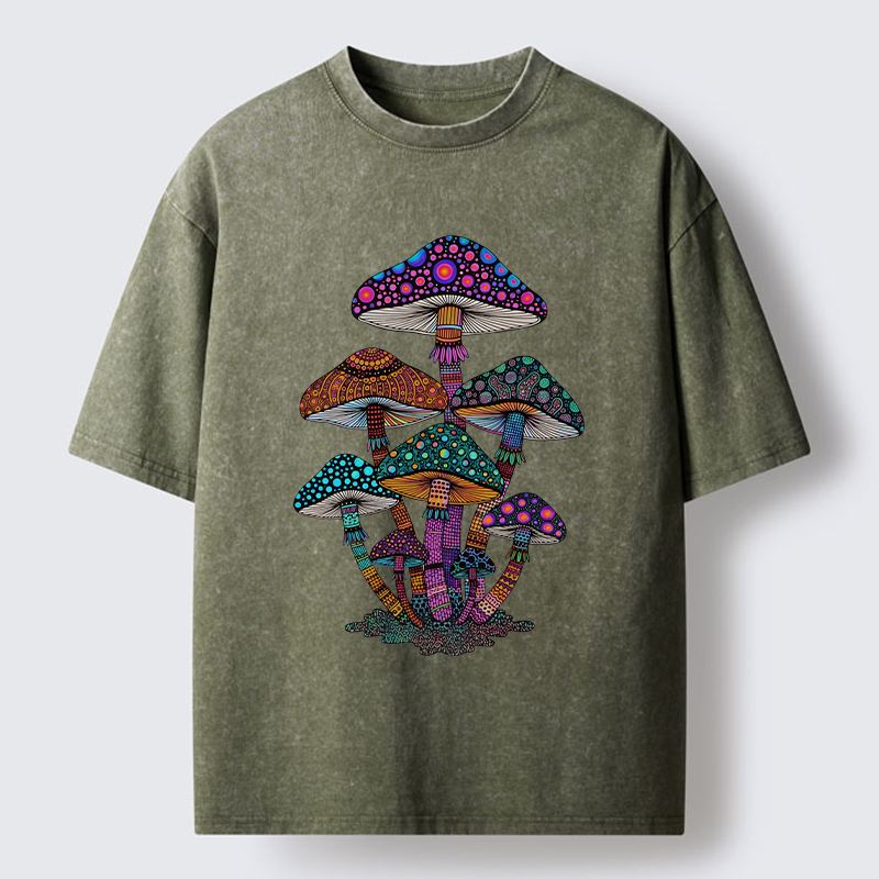 Tokyo-Tiger Beautiful Poisonous Mushrooms Washed T-Shirt