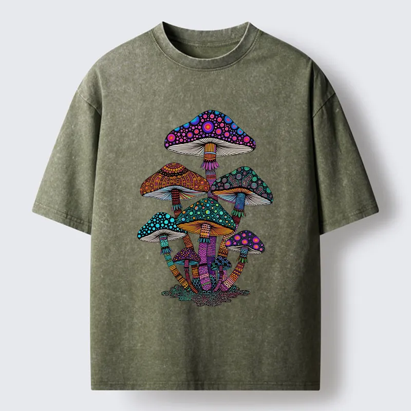 Tokyo-Tiger Beautiful Poisonous Mushrooms Washed T-Shirt