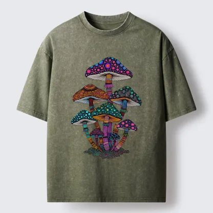 Tokyo-Tiger Beautiful Poisonous Mushrooms Washed T-Shirt