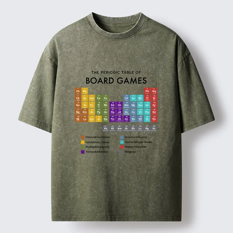 Tokyo-Tiger Periodic Table Of Elements In Board Games Washed T-Shirt