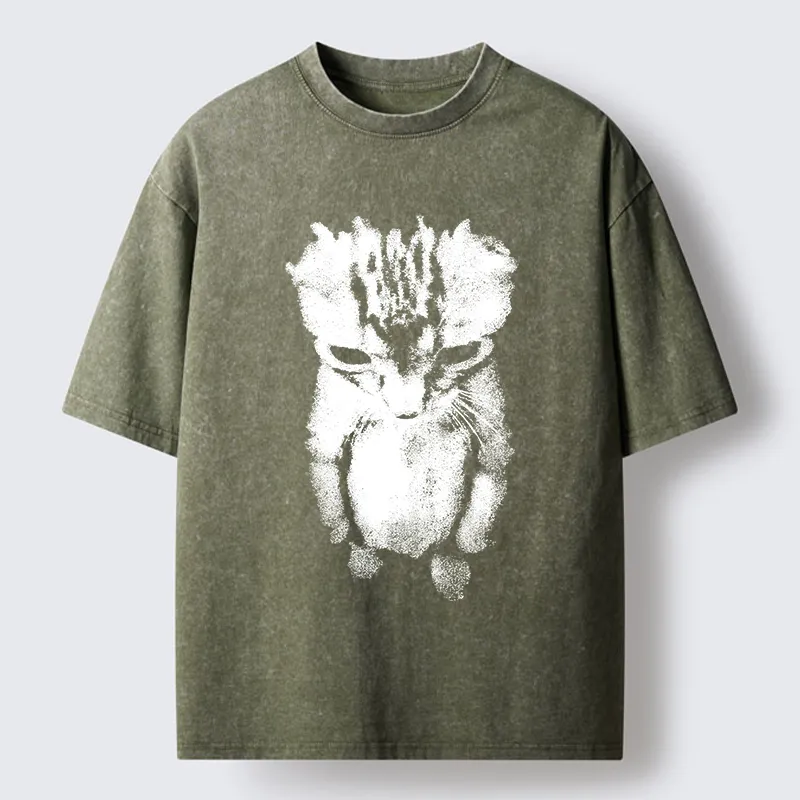 Tokyo-Tiger Sad Kitten Meme Washed T-Shirt