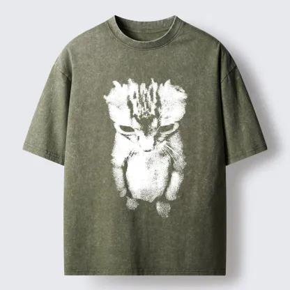 Tokyo-Tiger Sad Kitten Meme Washed T-Shirt