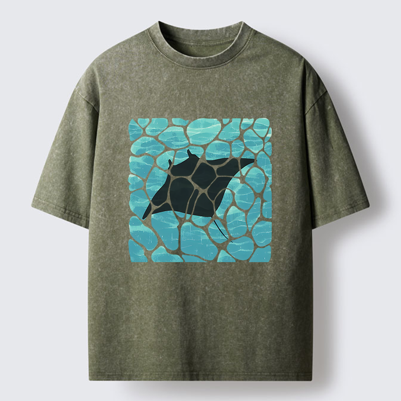 Tokyo-Tiger Manta Ray Fish Washed T-Shirt