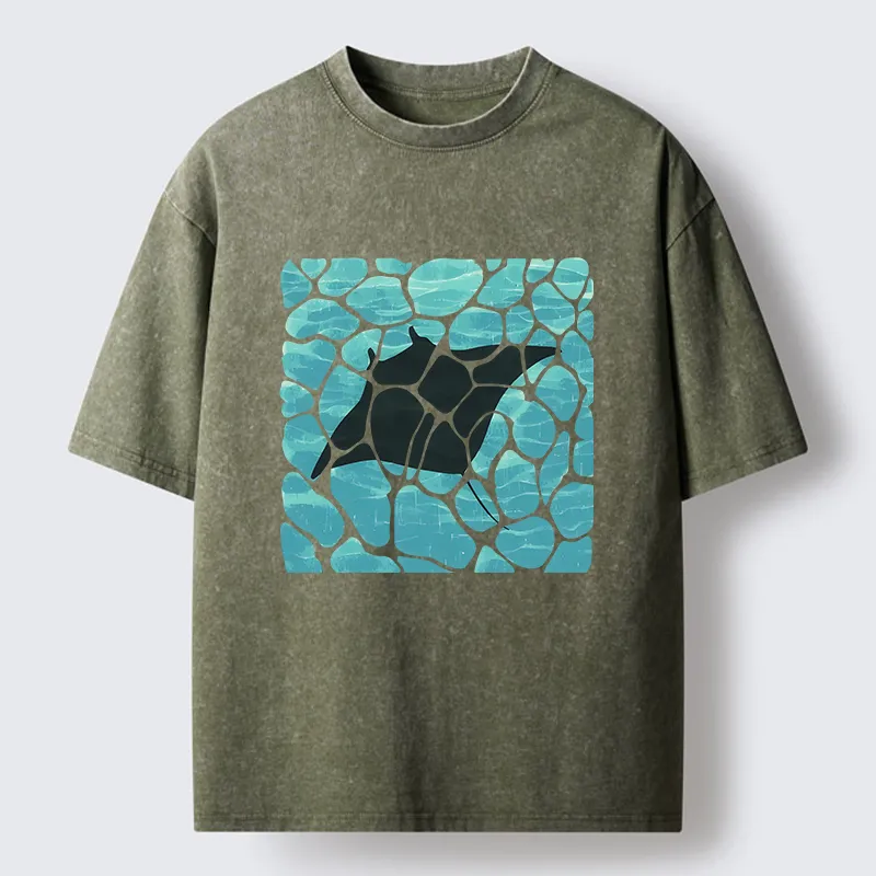 Tokyo-Tiger Manta Ray Fish Washed T-Shirt